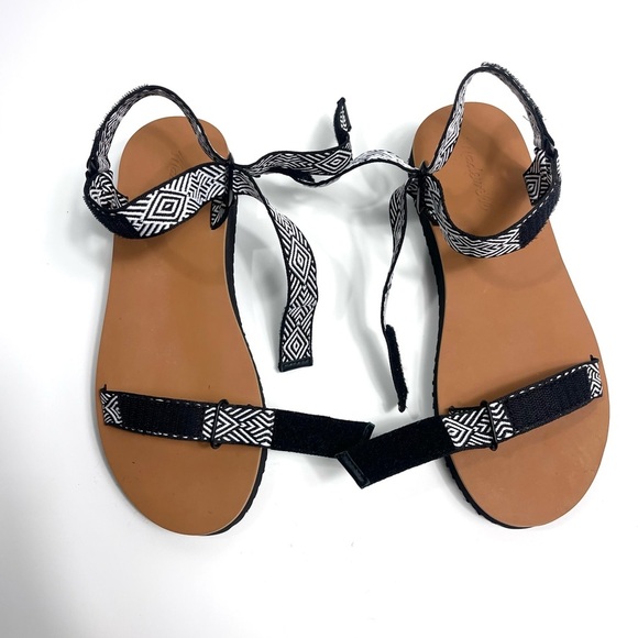 Madewell The Resourced Maggie Black & White Strappy Sandals Womens 9.5 Platform - Picture 5 of 9